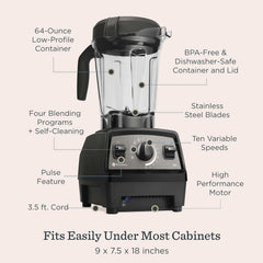 Vitamix Propel Series 750 Blender with Four Blending Programs, Self-Cleaning Program, Professional-Grade Blender for Smoothies, Soups and More, Stainless-Steel Blades, 64 Oz Container, Red
